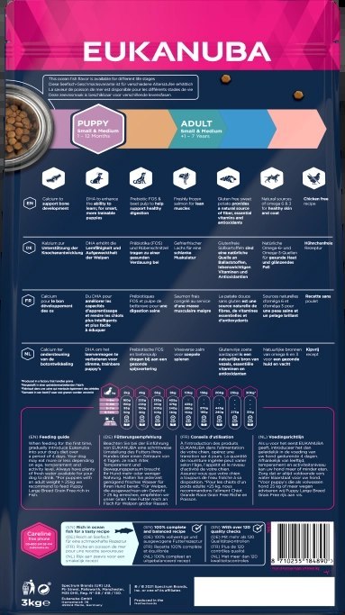 Eukanuba Puppy&Junior Small/Medium Grain Free Łosoś 3kg