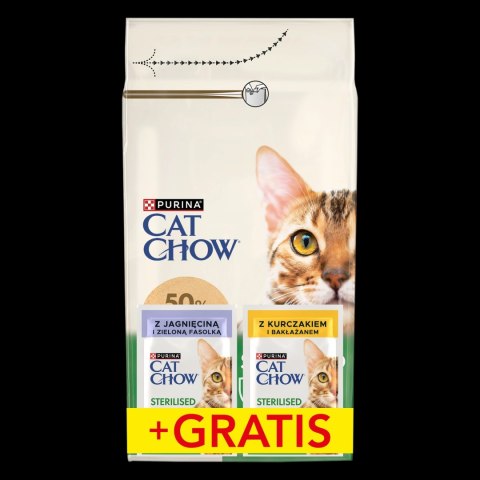 Purina Cat Chow Sterilised Bogata w Kurczaka 1,5kg + 2 Saszetki Gratis