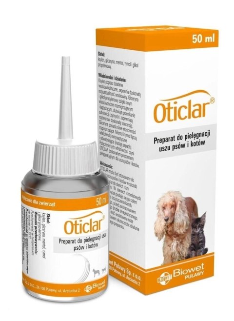 Biowet Oticlar Preparat Do Czyszczenia Uszu Psów I Kotów 50ml