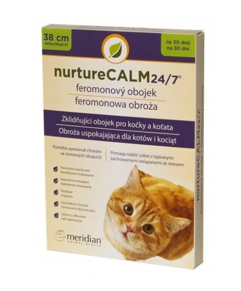 Meridian Animal Health NurtureCalm 24/7 Feline Pheromone Collar Obroża Uspokajająca Dla Kota 38cm