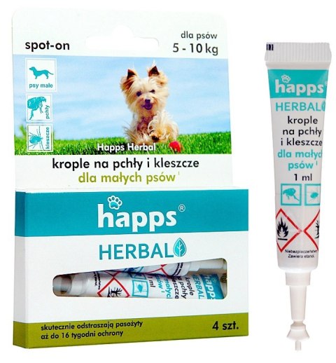 Bros Happs Herbal Krople Na Pchły I Kleszcze Dla Małych Psów 4 Tubki