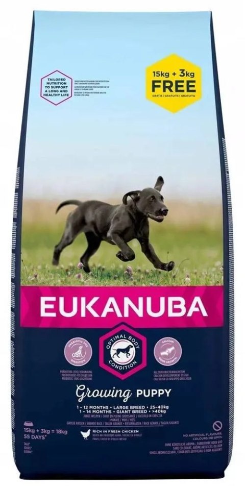 Eukanuba Puppy&Junior Large Breed 15kg + 3kg GRATIS